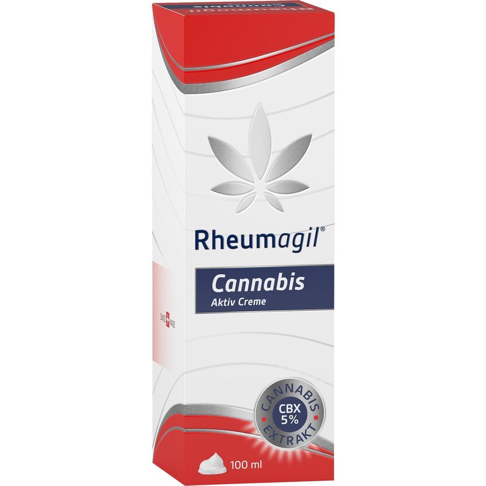 Rote und weiße Verpackung einer Cannabis Aktiv Creme mit 100 ml Inhalt.